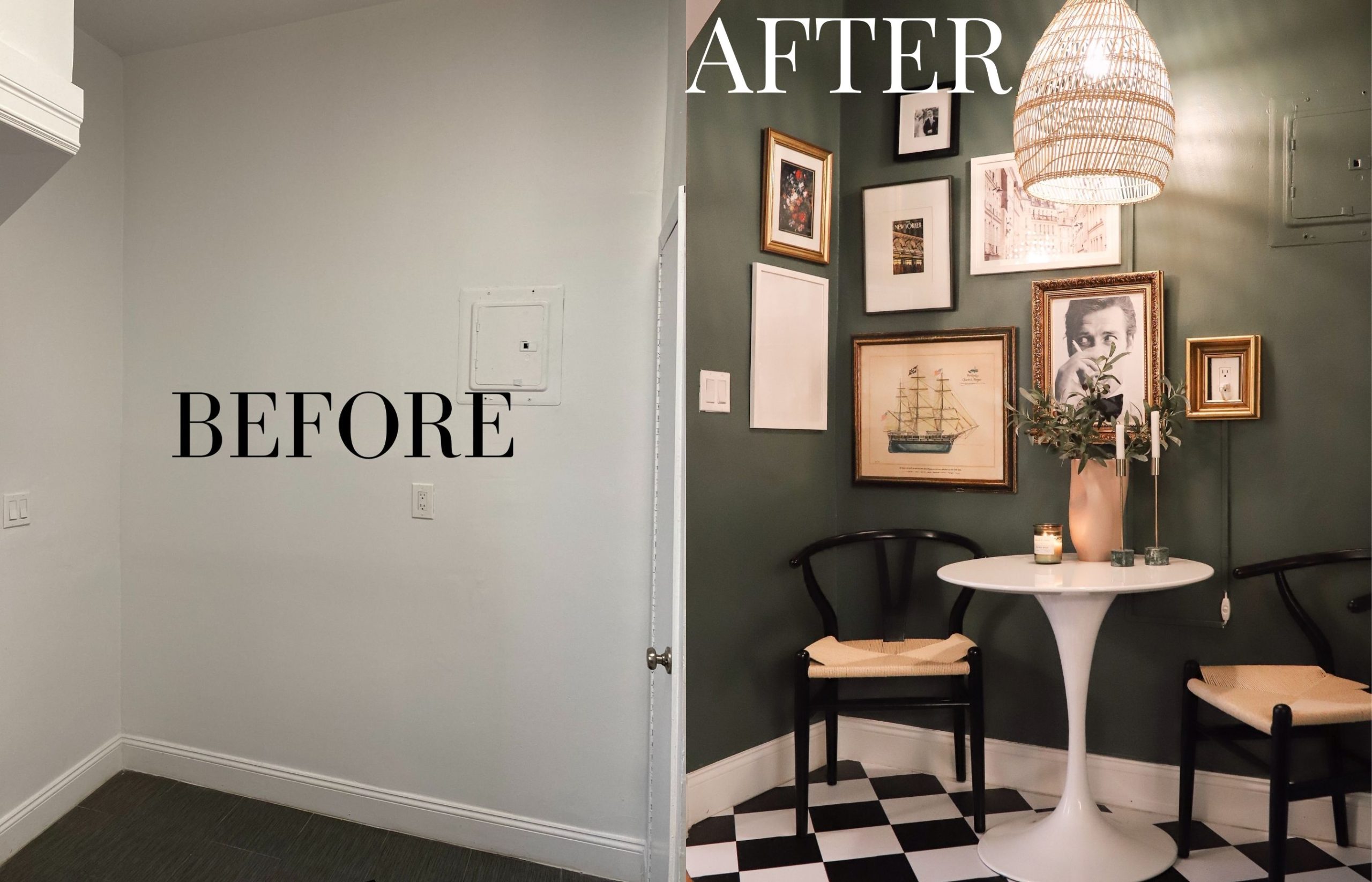 Anna's Upper East Side apartment's dining space before and after.